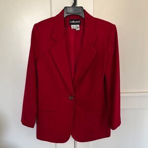 Sag Harbor Women’s Size 6 PETITE Red 100% Pure New Wool Blazer Formal Coat EUC
